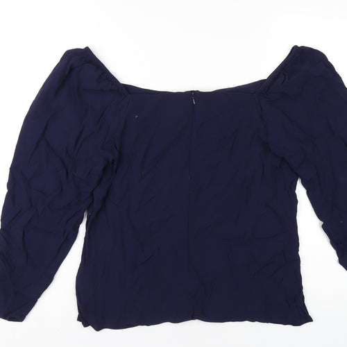 NEXT Womens Blue Viscose Basic T-Shirt Size 18 Square Neck
