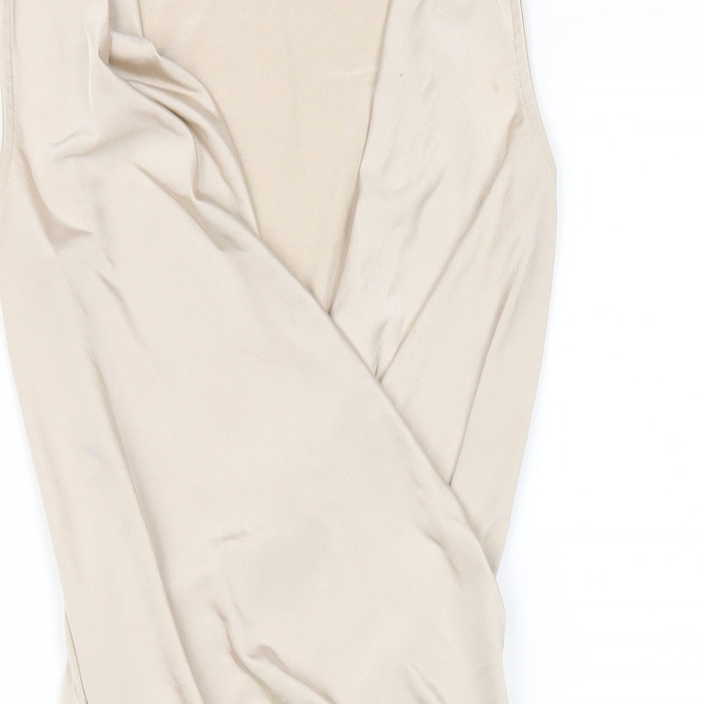 Missguided Womens Beige Polyester Bodycon Size 8 V-Neck Pullover