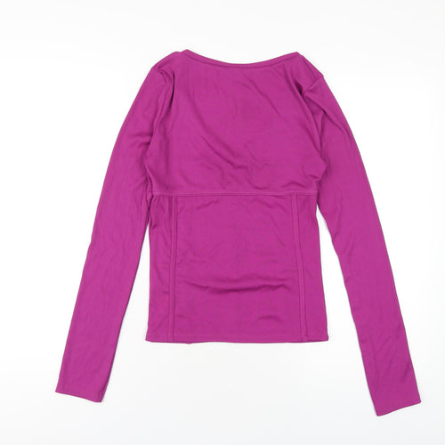 Topshop Womens Purple Polyester Basic T-Shirt Size S V-Neck