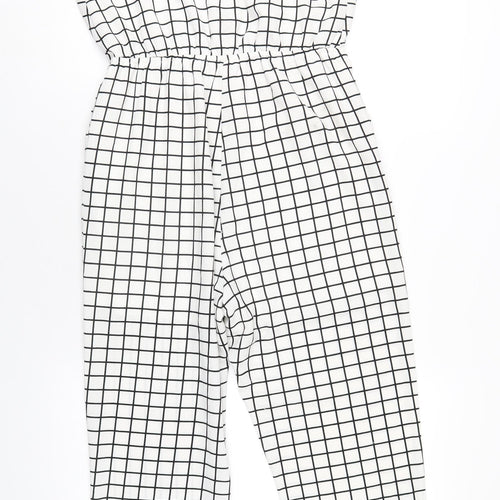 Lavish Alice Womens White Check Polyester Jumpsuit One-Piece Size 10 L29 in Pullover