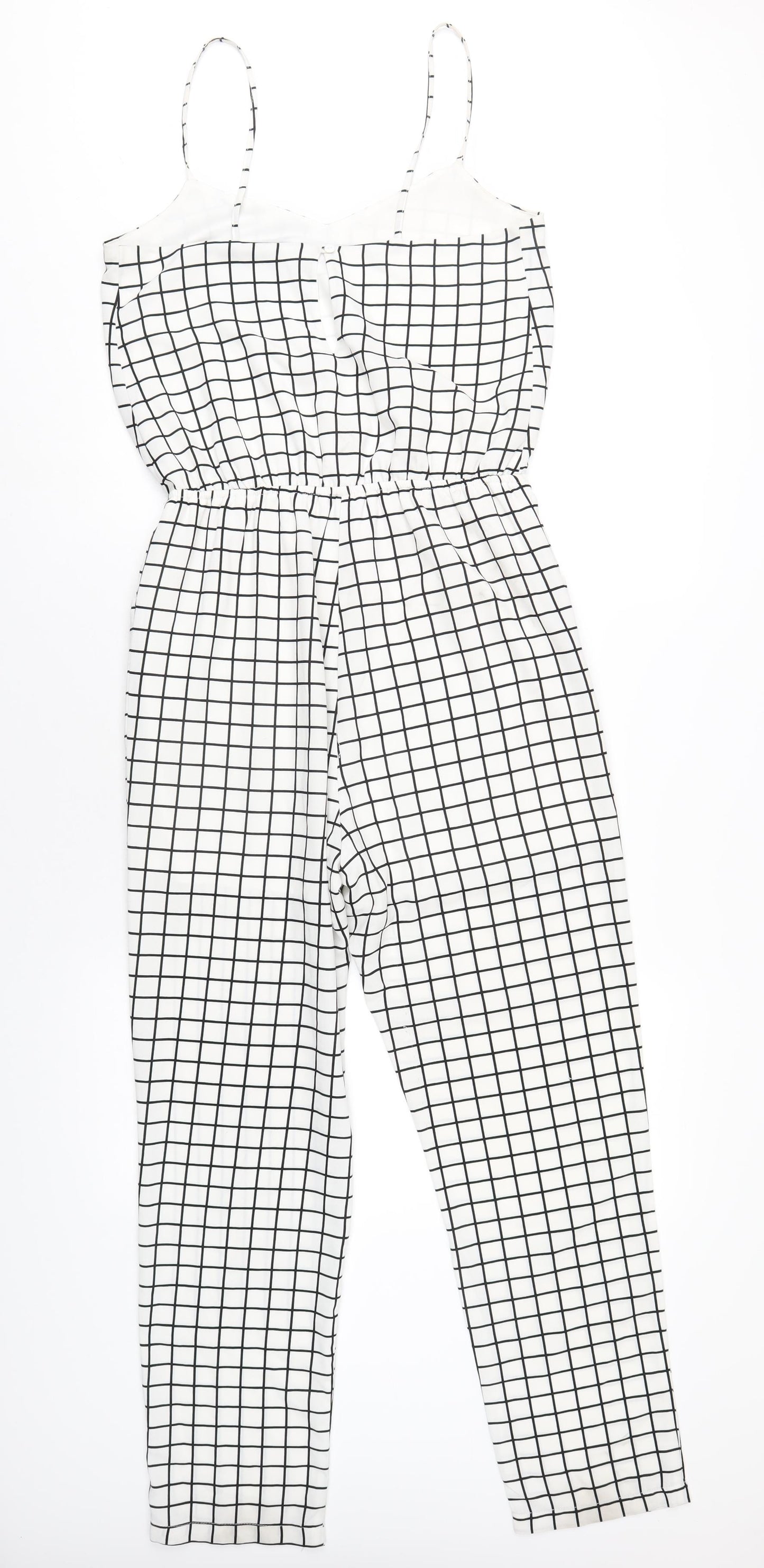 Lavish Alice Womens White Check Polyester Jumpsuit One-Piece Size 10 L29 in Pullover