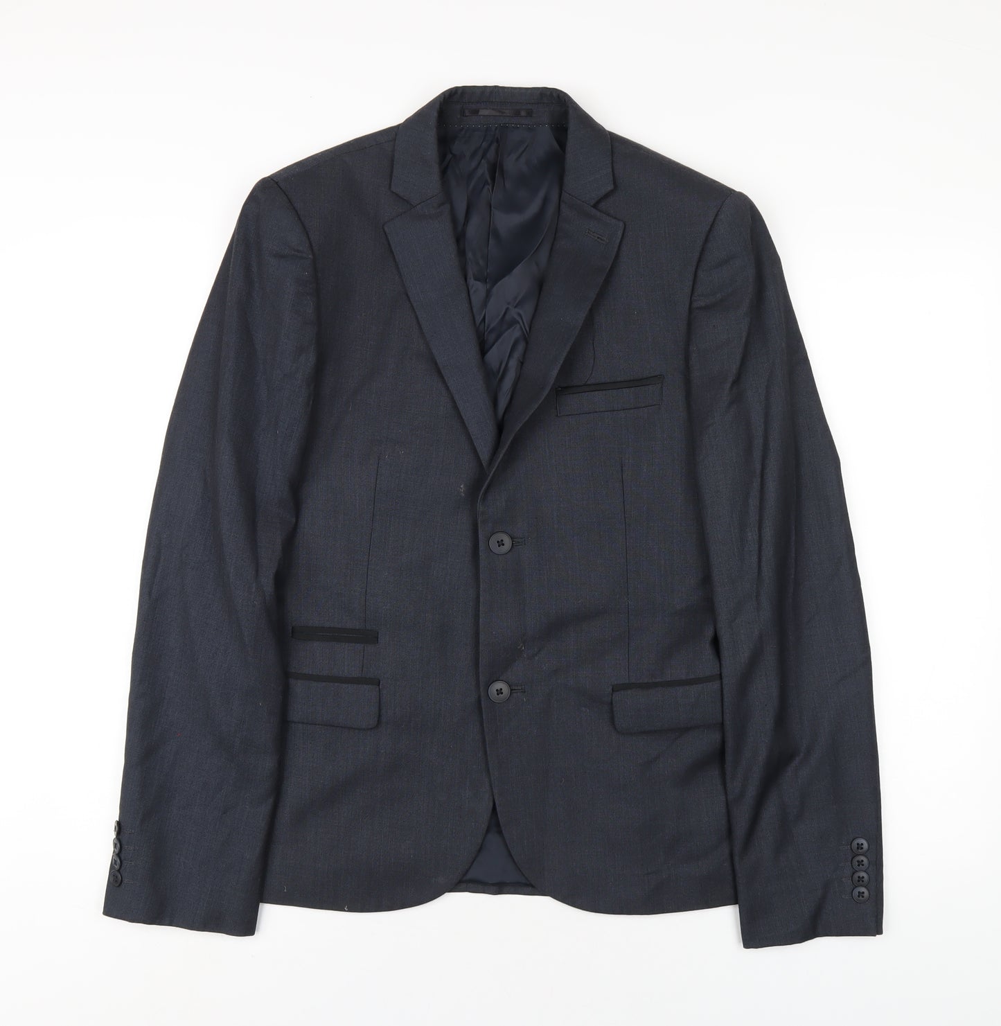 Topman Mens Grey Polyacrylate Fibre Jacket Blazer Size 38 Regular