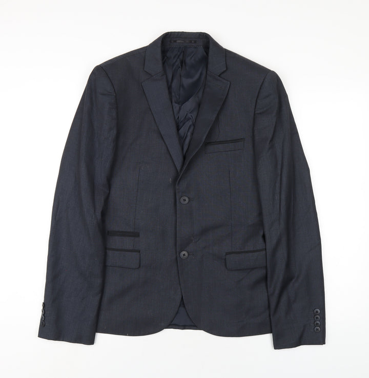 Topman Mens Grey Polyacrylate Fibre Jacket Blazer Size 38 Regular