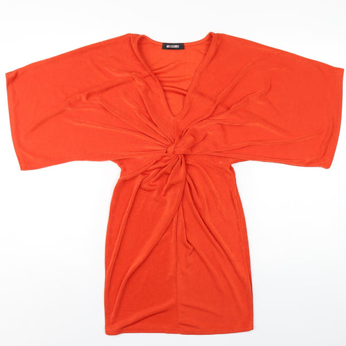 Missguided Womens Orange Polyester Bodycon Size 4 V-Neck Pullover