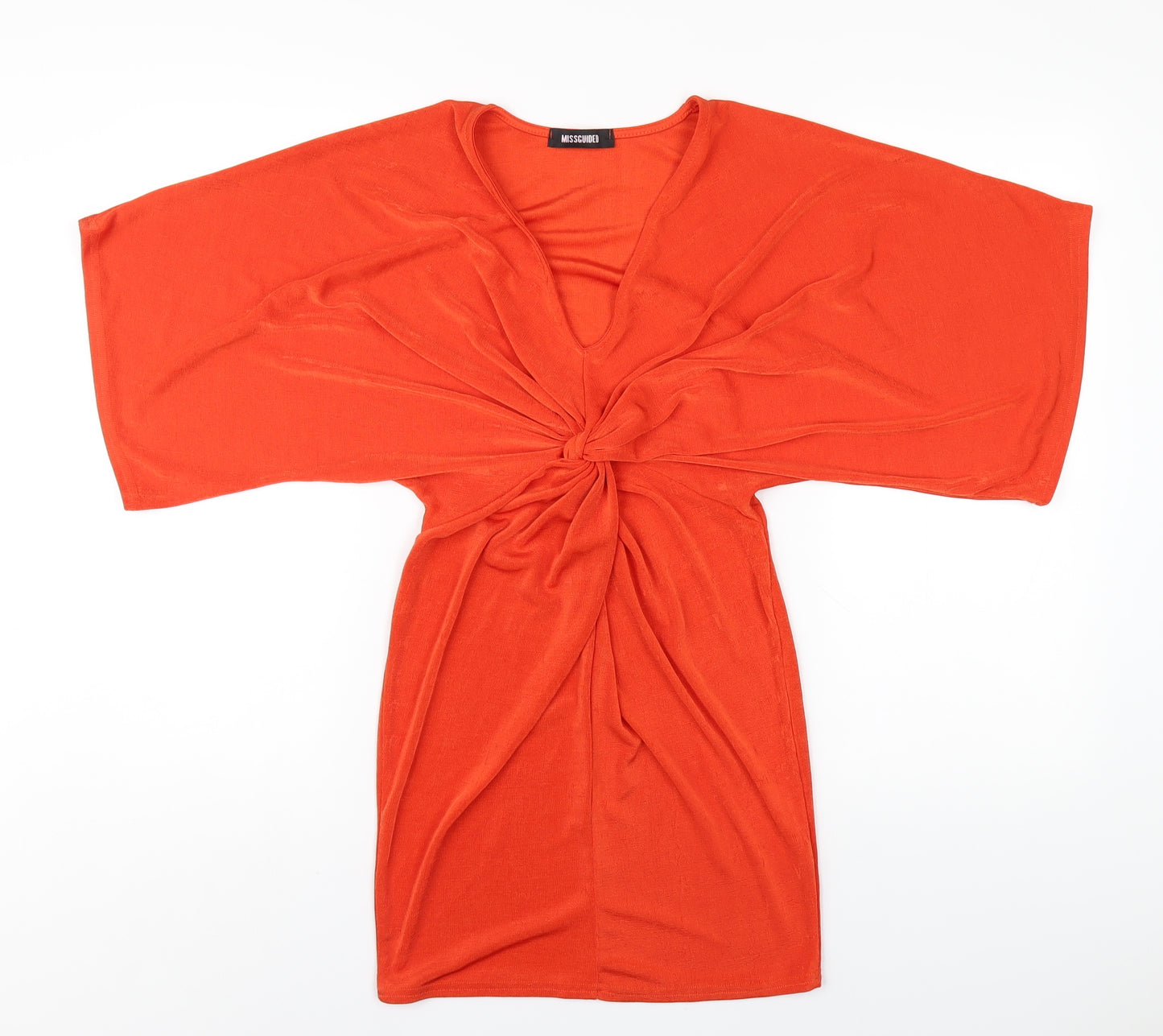 Missguided Womens Orange Polyester Bodycon Size 4 V-Neck Pullover