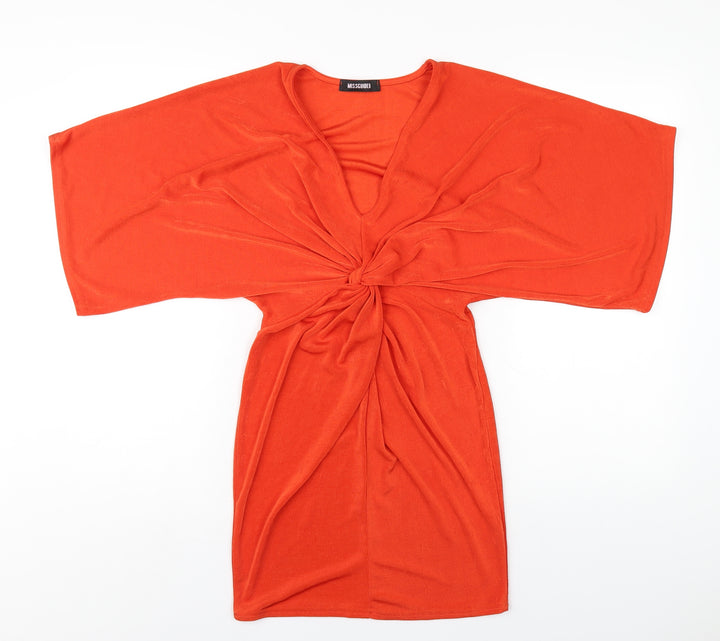 Missguided Womens Orange Polyester Bodycon Size 4 V-Neck Pullover