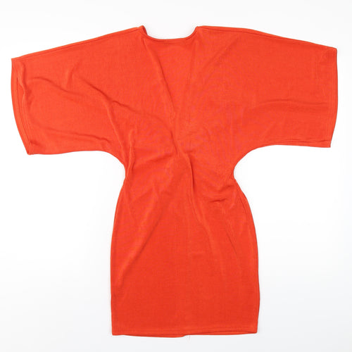 Missguided Womens Orange Polyester Bodycon Size 4 V-Neck Pullover