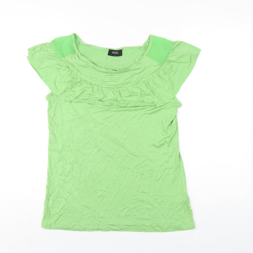 Klass Womens Green Viscose Basic T-Shirt Size M Round Neck
