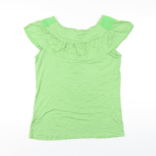 Klass Womens Green Viscose Basic T-Shirt Size M Round Neck