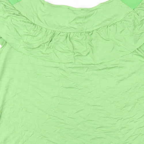 Klass Womens Green Viscose Basic T-Shirt Size M Round Neck