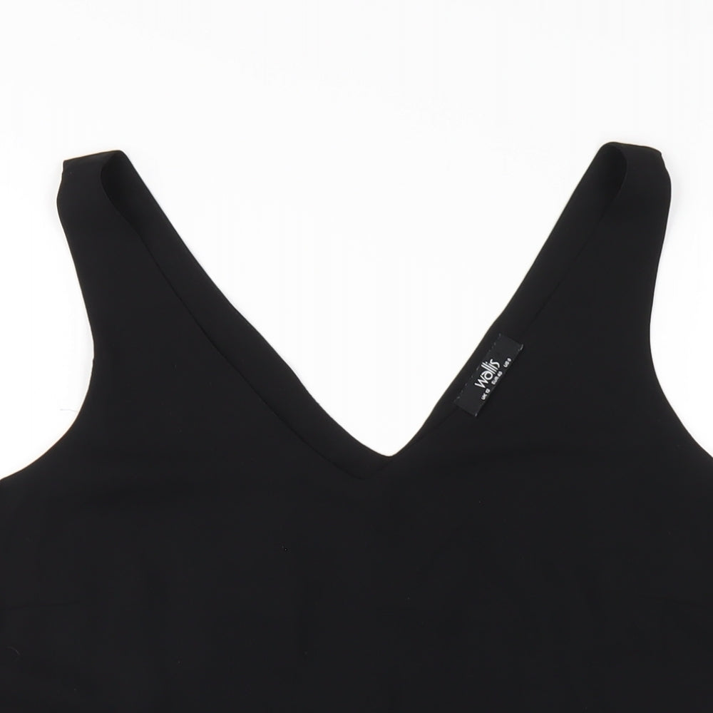Wallis Womens Black Polyester Basic Tank Size 12 V-Neck