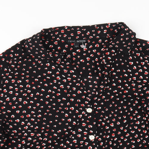 NEXT Womens Black Geometric Viscose Basic Button-Up Size 10 Collared