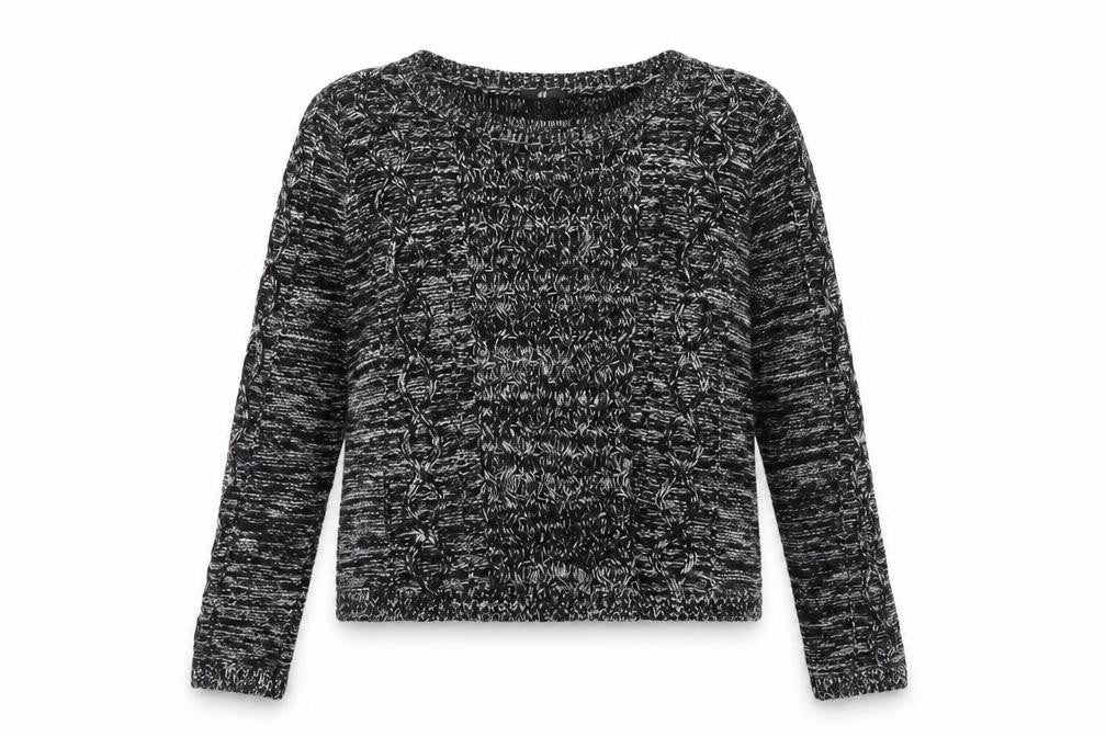 Front view of H&M women’s black crew neck cotton jumper, size S