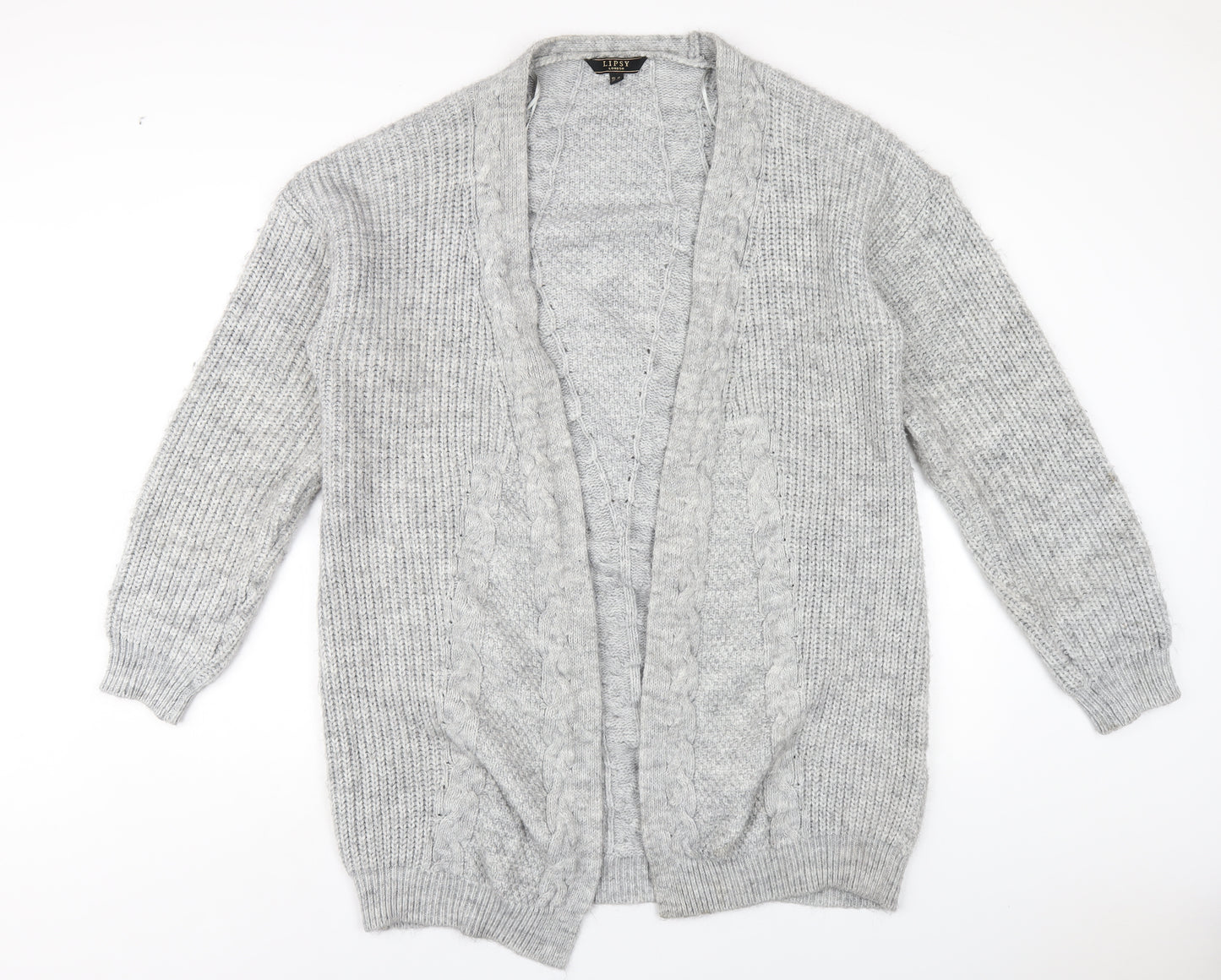 Lipsy Womens Grey V-Neck Acrylic Cardigan Jumper Size 18