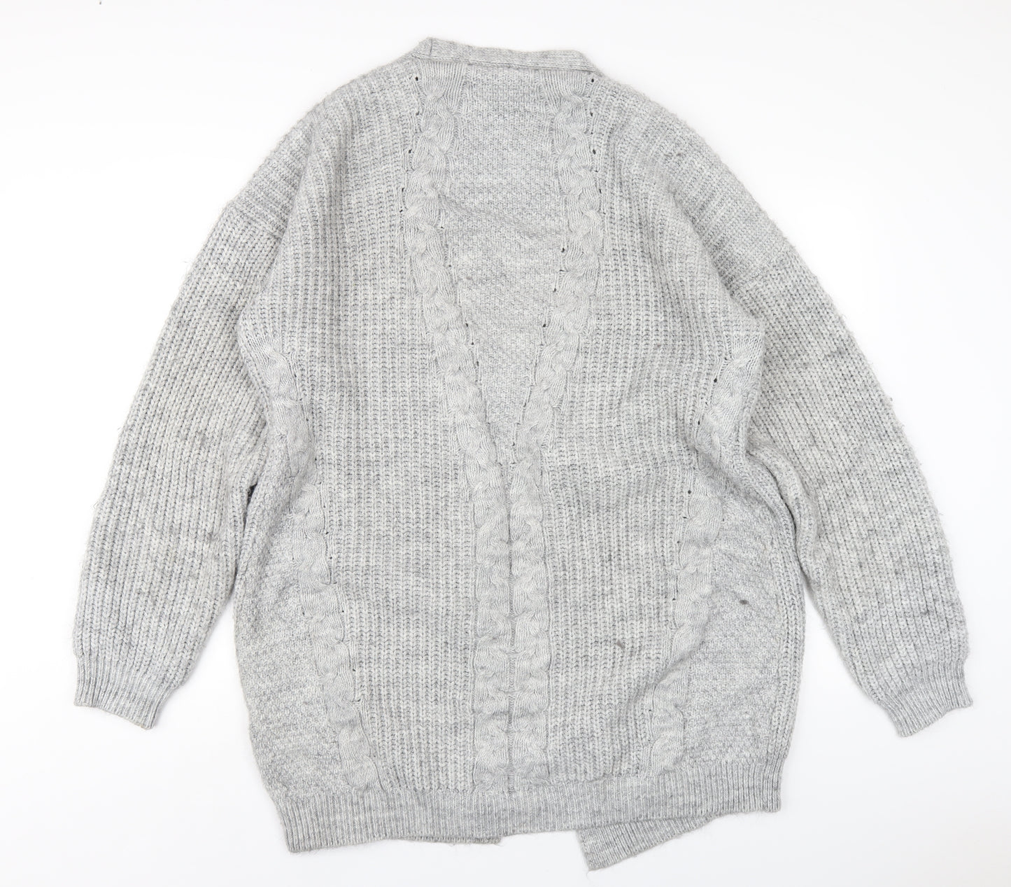 Lipsy Womens Grey V-Neck Acrylic Cardigan Jumper Size 18