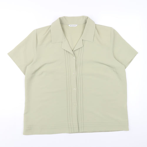 Berkertex Womens Green Polyester Basic Button-Up Size 16 Collared