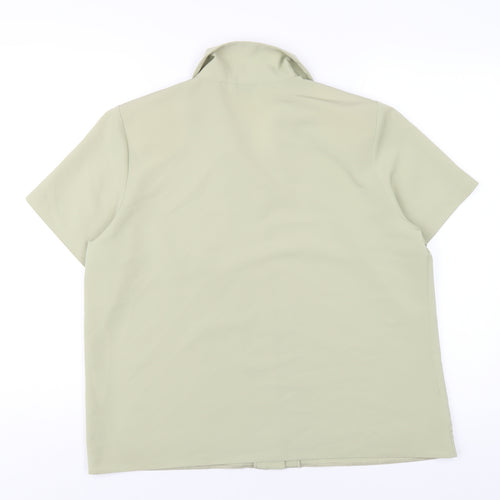 Berkertex Womens Green Polyester Basic Button-Up Size 16 Collared