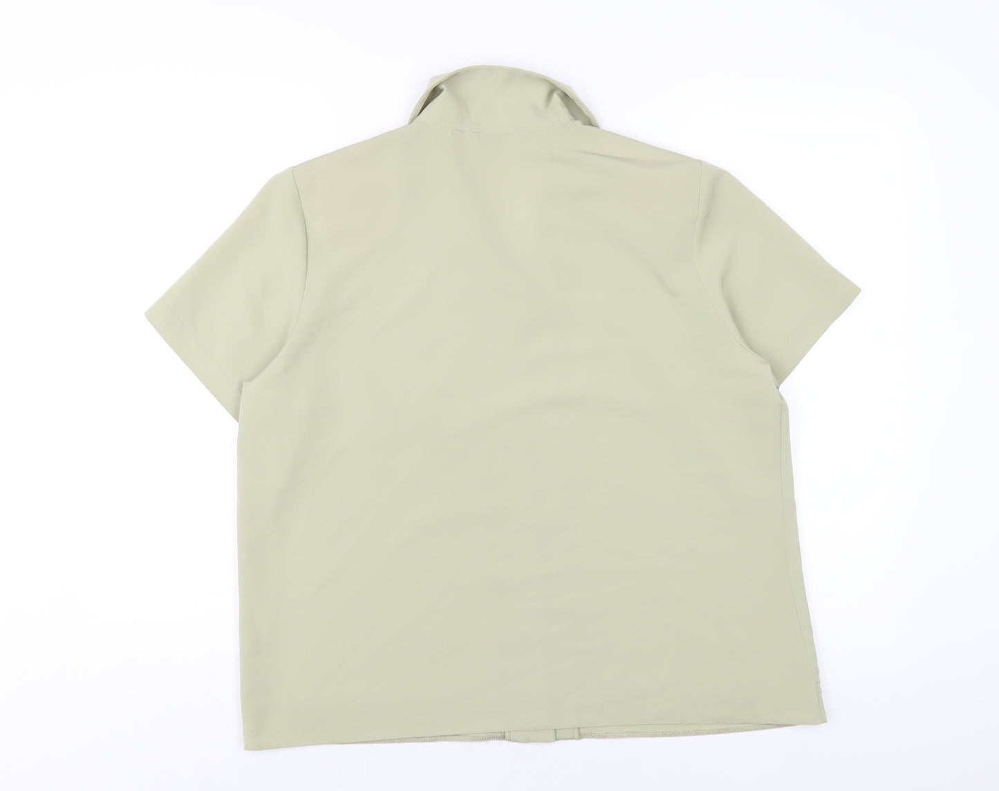 Berkertex Womens Green Polyester Basic Button-Up Size 16 Collared