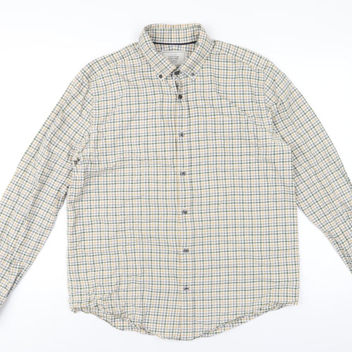 John Lewis Mens Multicoloured Check Cotton Button-Up Size M Collared Button