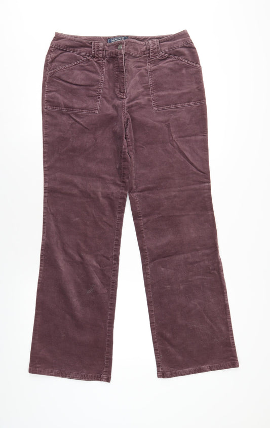 Maine Womens Purple Cotton Trousers Size 12 L30 in Regular Zip