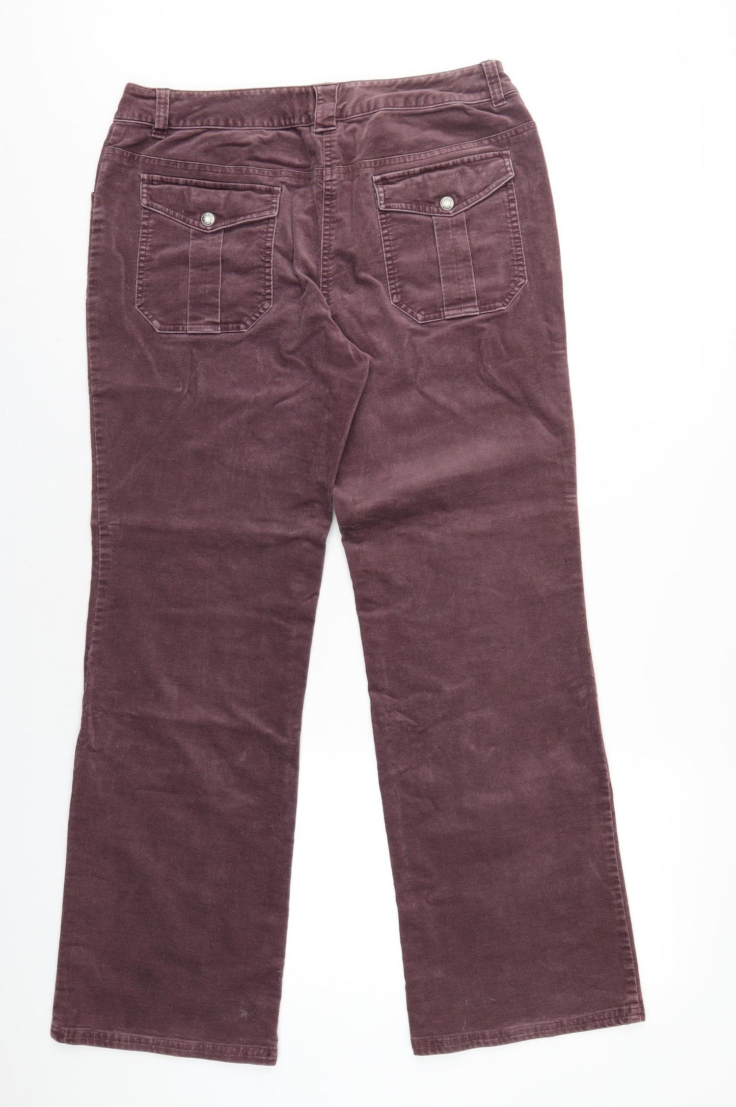 Maine Womens Purple Cotton Trousers Size 12 L30 in Regular Zip