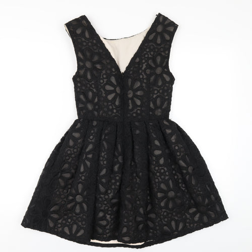 Topshop Womens Black Nylon A-Line Size 8 Round Neck Zip