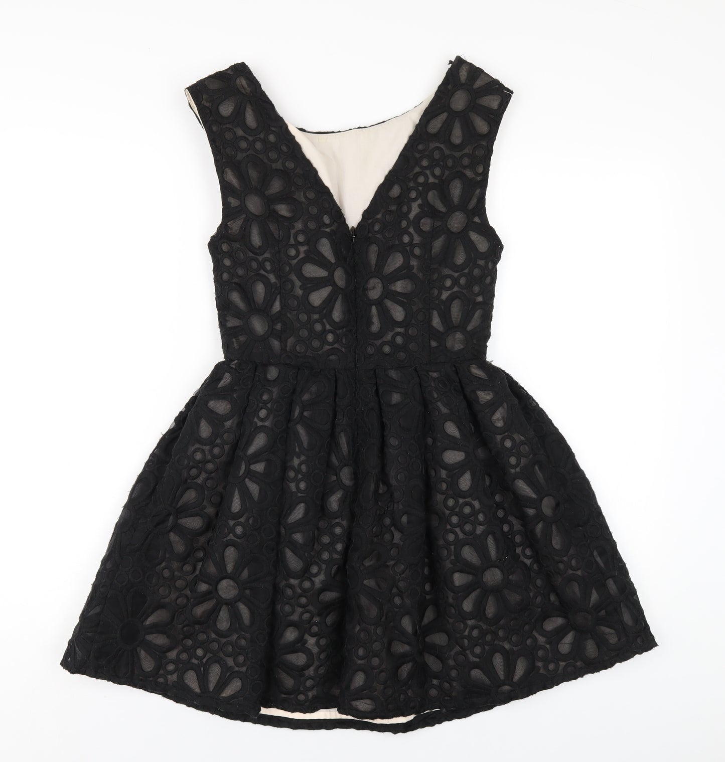 Topshop Womens Black Nylon A-Line Size 8 Round Neck Zip