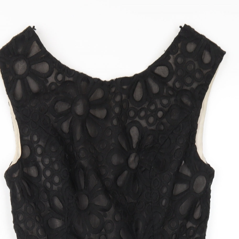 Topshop Womens Black Nylon A-Line Size 8 Round Neck Zip
