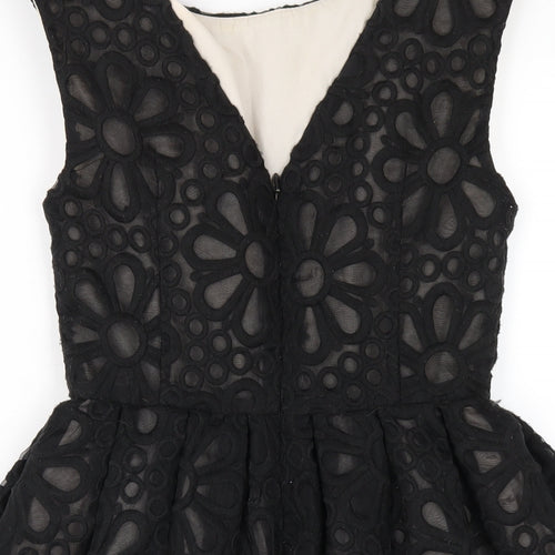 Topshop Womens Black Nylon A-Line Size 8 Round Neck Zip