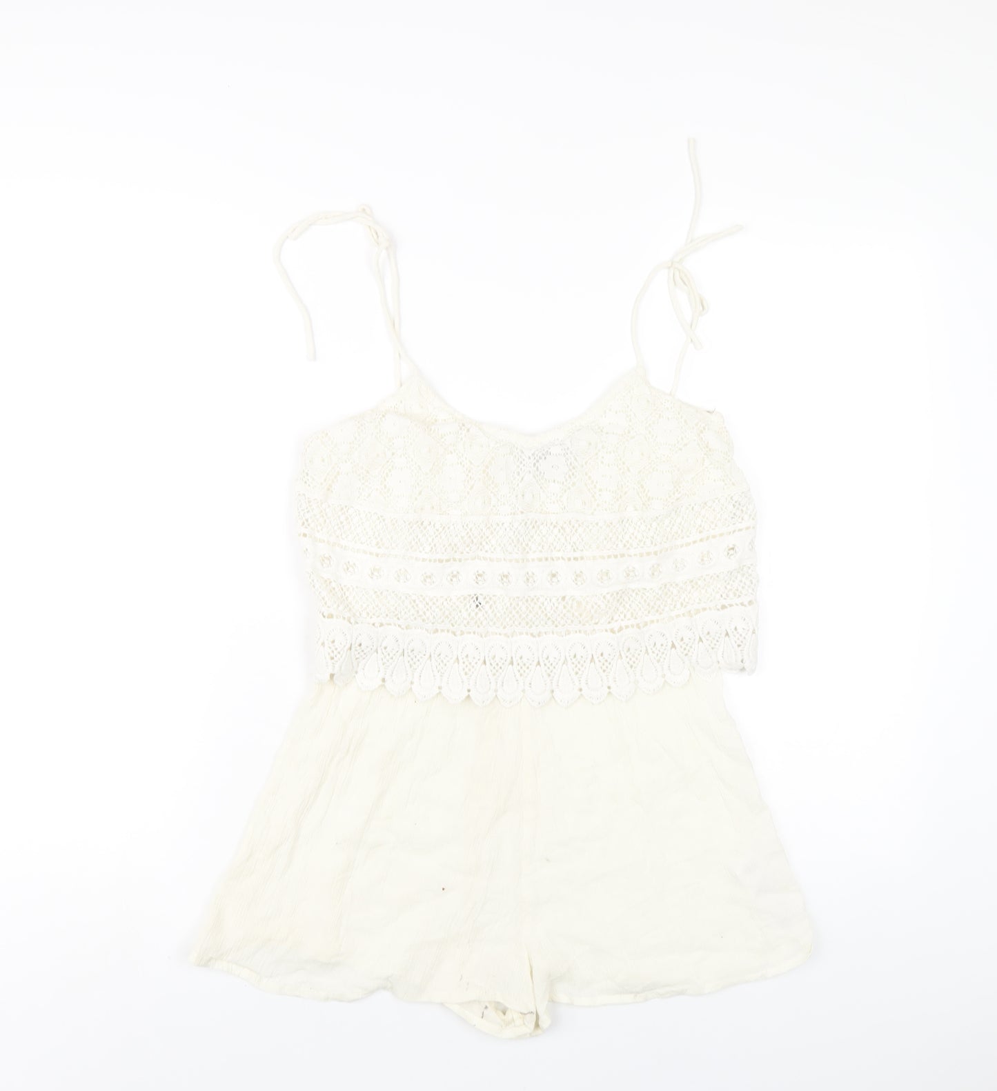 Topshop Womens Ivory Cotton Playsuit One-Piece Size 8 Pullover