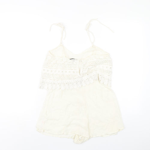 Topshop Womens Ivory Cotton Playsuit One-Piece Size 8 Pullover