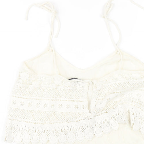 Topshop Womens Ivory Cotton Playsuit One-Piece Size 8 Pullover