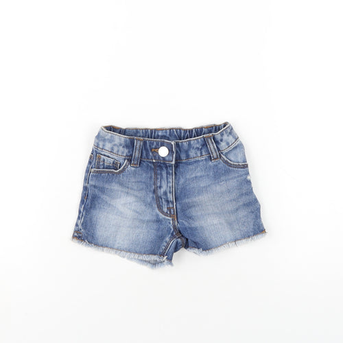 NEXT Girls Blue Cotton Cut-Off Shorts Size 3 Years Regular Zip