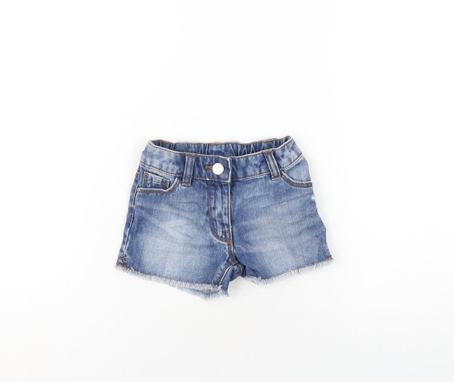 NEXT Girls Blue Cotton Cut-Off Shorts Size 3 Years Regular Zip