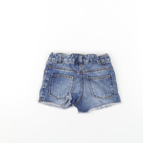 NEXT Girls Blue Cotton Cut-Off Shorts Size 3 Years Regular Zip