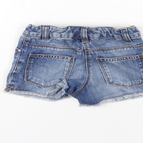NEXT Girls Blue Cotton Cut-Off Shorts Size 3 Years Regular Zip