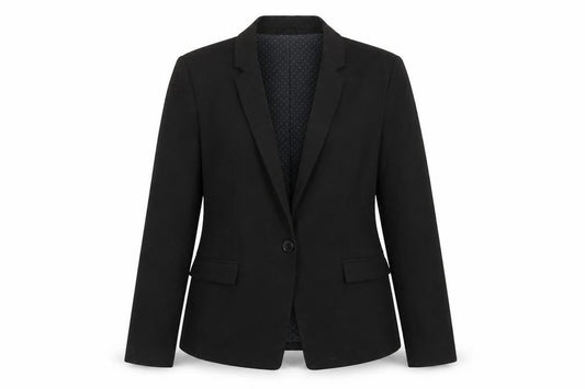Front view of Next women’s black polyester jacket blazer, size UK 14