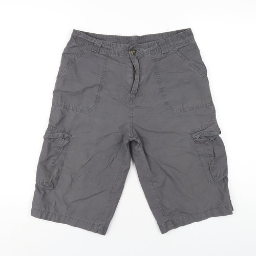 Urban Outlaws Boys Grey Cotton Bermuda Shorts Size 11-12 Years L14 in Regular Zip