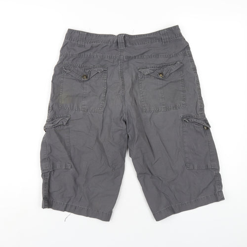 Urban Outlaws Boys Grey Cotton Bermuda Shorts Size 11-12 Years L14 in Regular Zip