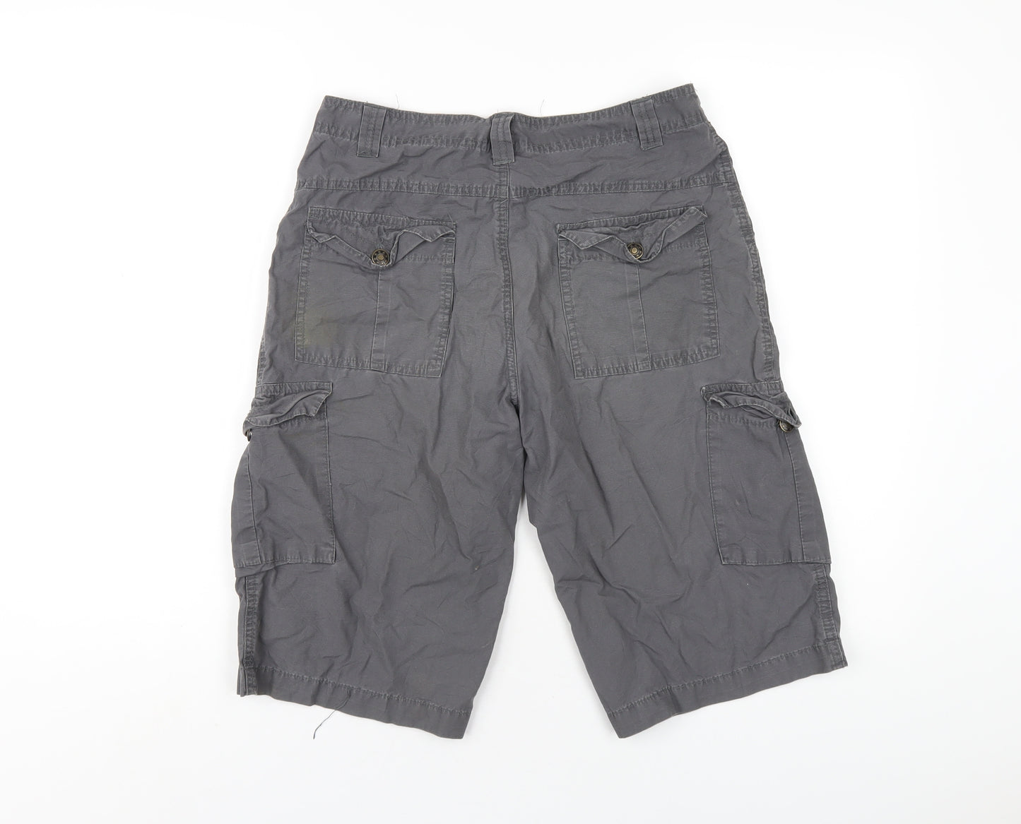 Urban Outlaws Boys Grey Cotton Bermuda Shorts Size 11-12 Years L14 in Regular Zip