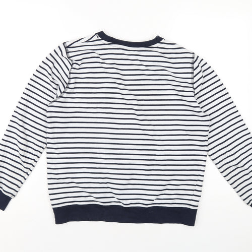 M&Co Womens Blue Striped Polyester Pullover Sweatshirt Size 8 Pullover
