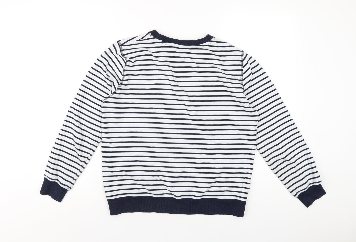 M&Co Womens Blue Striped Polyester Pullover Sweatshirt Size 8 Pullover