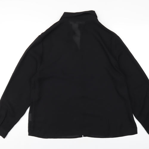 Jessica Holbrook Womens Black Polyester Basic Button-Up Size XL Collared