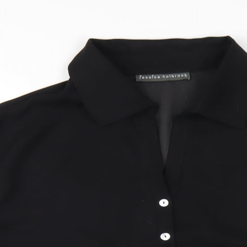 Jessica Holbrook Womens Black Polyester Basic Button-Up Size XL Collared
