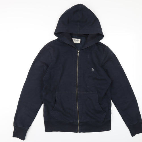Penguin Mens Blue Cotton Full Zip Hoodie Size M