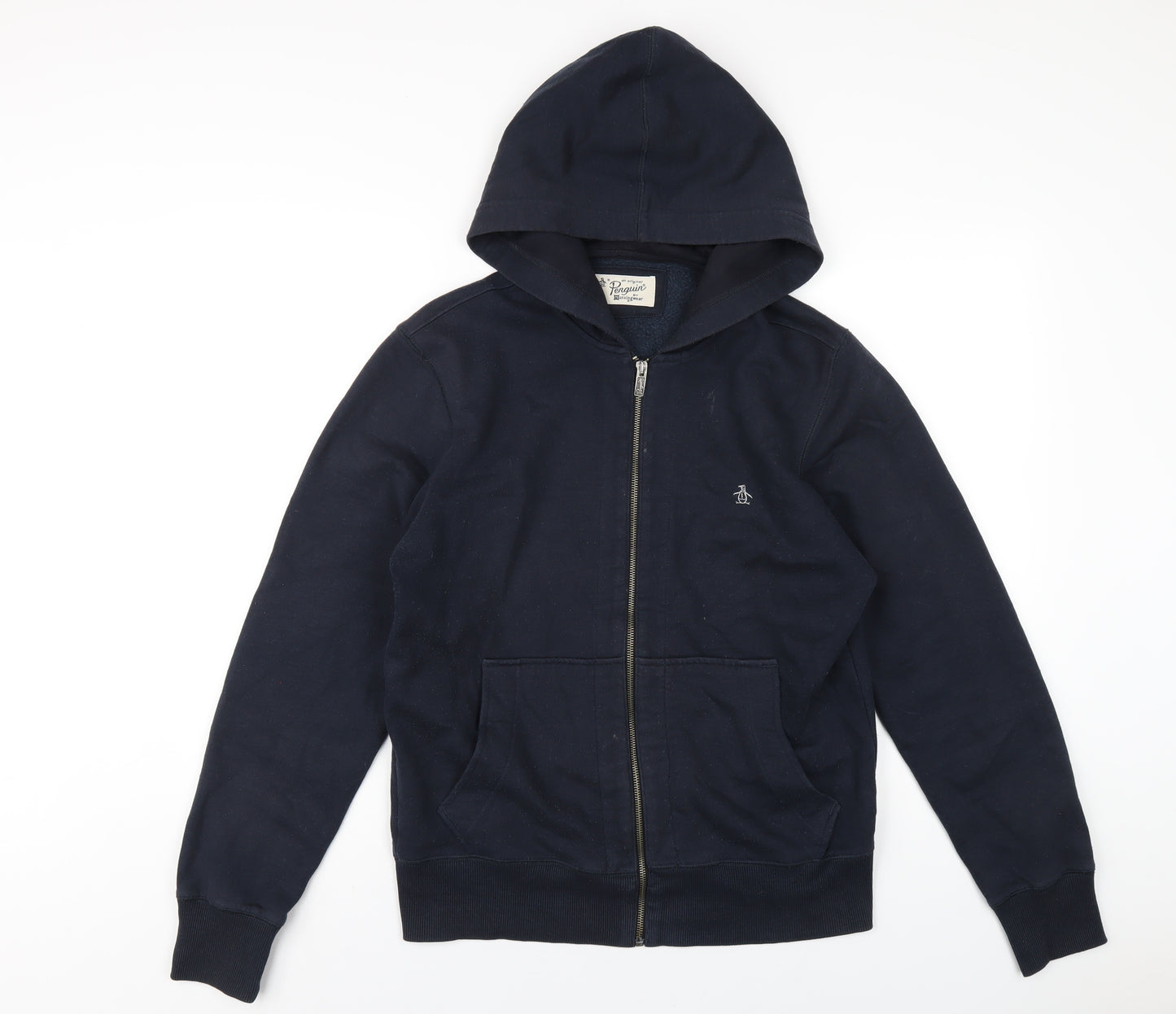 Penguin Mens Blue Cotton Full Zip Hoodie Size M