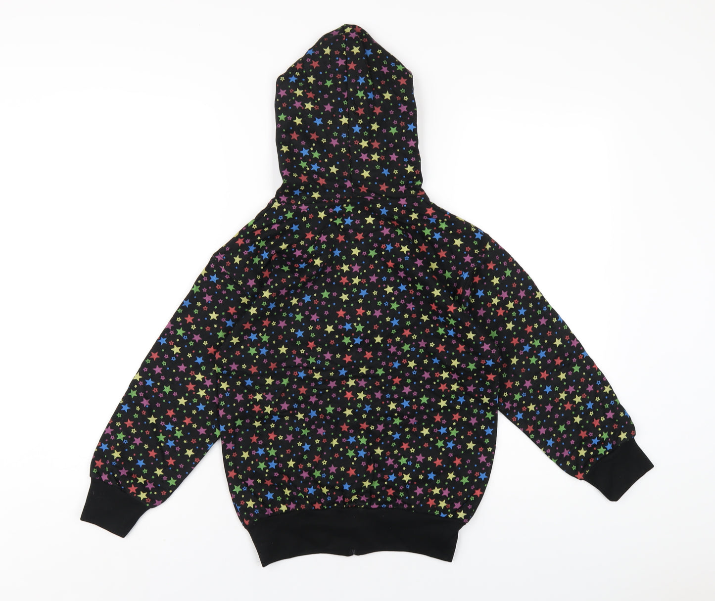 Bubbles Girls Black Geometric Cotton Full Zip Hoodie Size 8 Years Zip