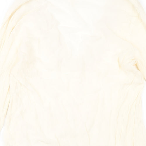 H&M Womens Ivory Viscose Basic T-Shirt Size 8 V-Neck