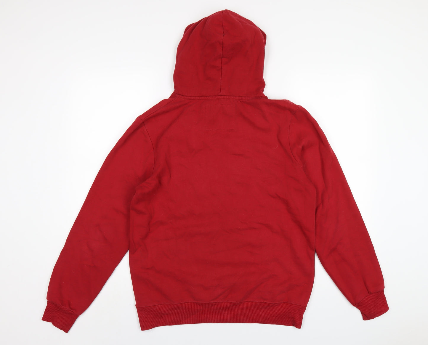 Pull&Bear Mens Red Polyester Pullover Hoodie Size M