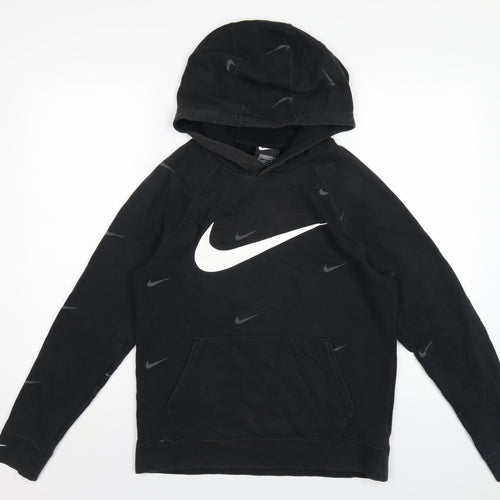 Nike Boys Black Cotton Pullover Hoodie Size 13-14 Years Pullover